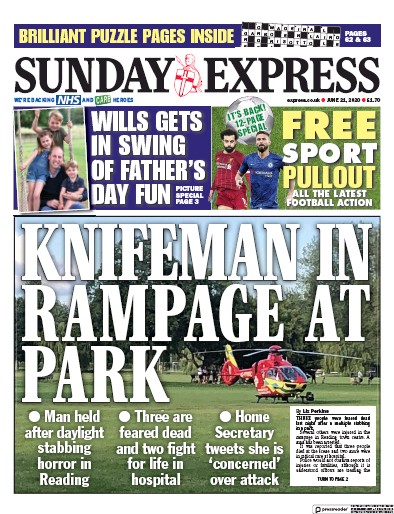 Daily Express Sunday (UK) Newspaper Front Page for 21 June 2020