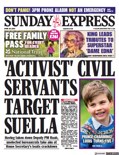 Daily Express Sunday (UK) Newspaper Front Page for 23 April 2023