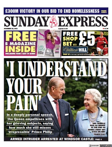 Daily Express Sunday (UK) Newspaper Front Page for 26 December 2021