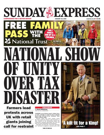 Daily Express Sunday (UK) Newspaper Front Page for 26 January 2025