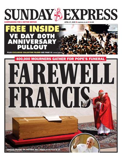 Daily Express Sunday Newspaper Front Page for 27 April 2025