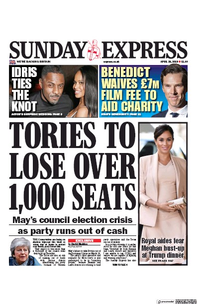 Daily Express Sunday (UK) Newspaper Front Page for 28 April 2019