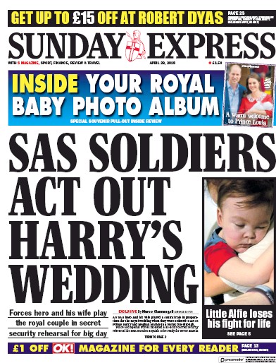 Daily Express Sunday Newspaper Front Page for 29 April 2018