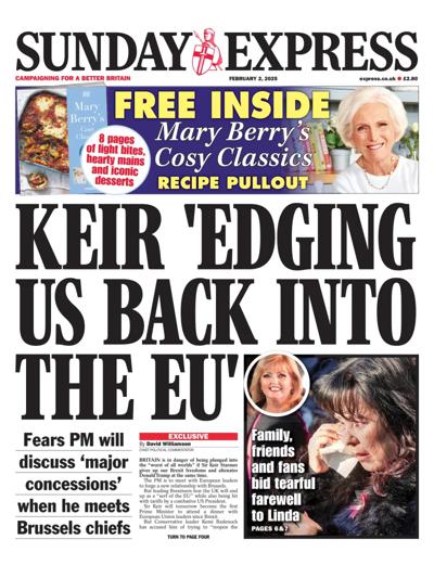 Daily Express Sunday (UK) Newspaper Front Page for 2 February 2025