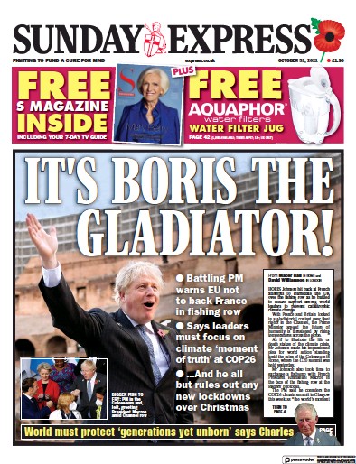 Daily Express Sunday (UK) Newspaper Front Page for 31 October 2021