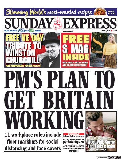 Daily Express Sunday (UK) Newspaper Front Page for 3 May 2020