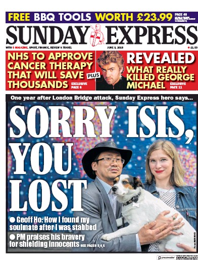 Daily Express Sunday Newspaper Front Page for 3 June 2018