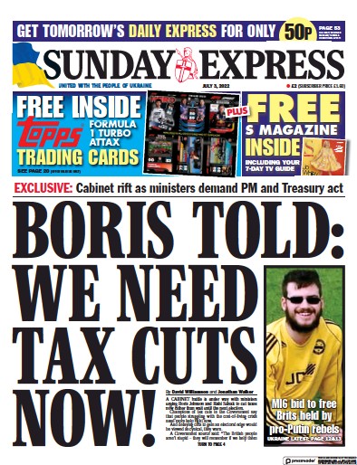 Daily Express Sunday (UK) Newspaper Front Page for 3 July 2022