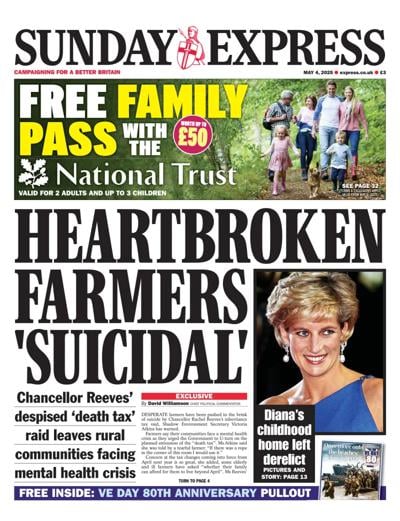 Daily Express Sunday Newspaper Front Page for 4 May 2025