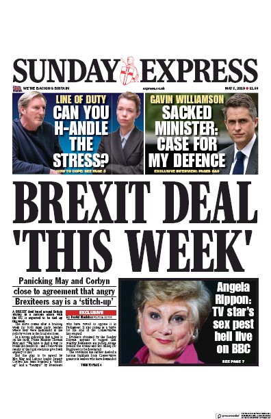 Daily Express Sunday Newspaper Front Page for 5 May 2019