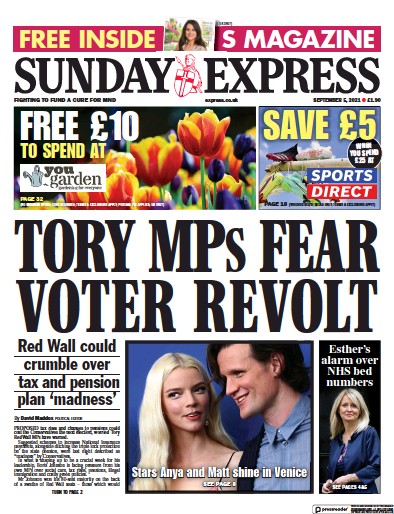 Daily Express Sunday (UK) Newspaper Front Page for 5 September 2021