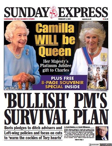 Daily Express Sunday (UK) Newspaper Front Page for 6 February 2022
