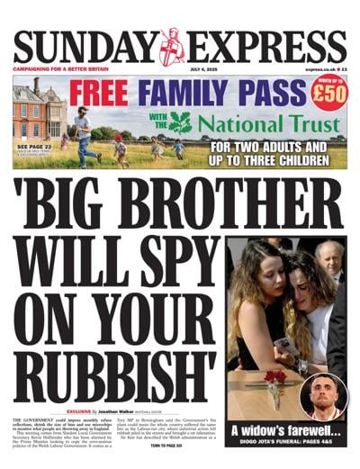 Daily Express Sunday (UK) Newspaper Front Page for 6 July 2025