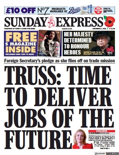 Daily Express Sunday (UK) Newspaper Front Page for 7 November 2021