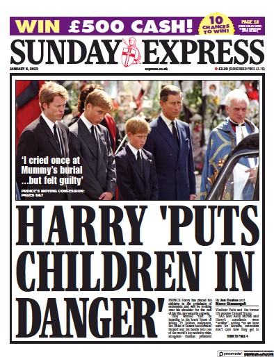 Daily Express Sunday (UK) Newspaper Front Page for 8 January 2023
