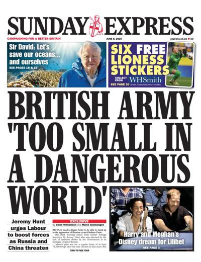 Daily Express Sunday (UK) Newspaper Front Page for 8 June 2025
