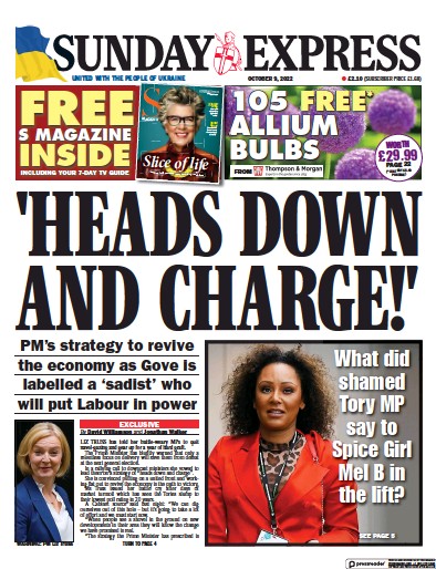 Daily Express Sunday (UK) Newspaper Front Page for 9 October 2022