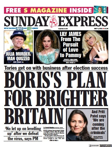 Daily Express Sunday (UK) Newspaper Front Page for 9 May 2021