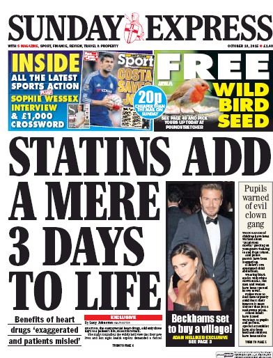 Daily Express Sunday Newspaper Front Page for 18 October 2015