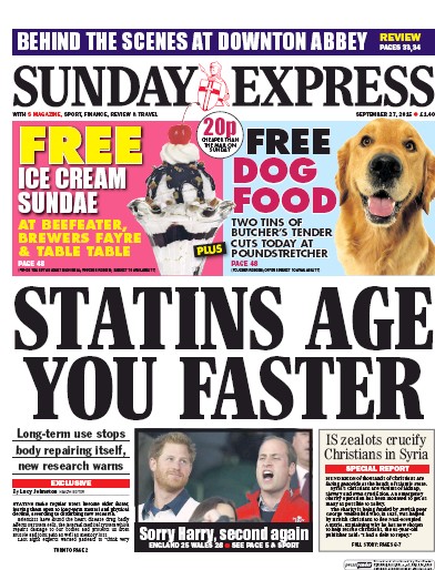 Daily Express Sunday (UK) Newspaper Front Page for 3 October 2015
