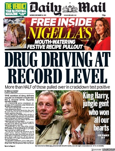 Daily Mail Newspaper Front Page for 10 December 2018