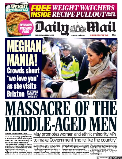 Daily Mail Newspaper Front Page for 10 January 2018