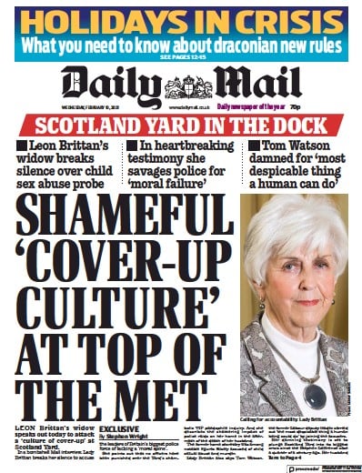 Daily Mail Newspaper Front Page for 10 February 2021