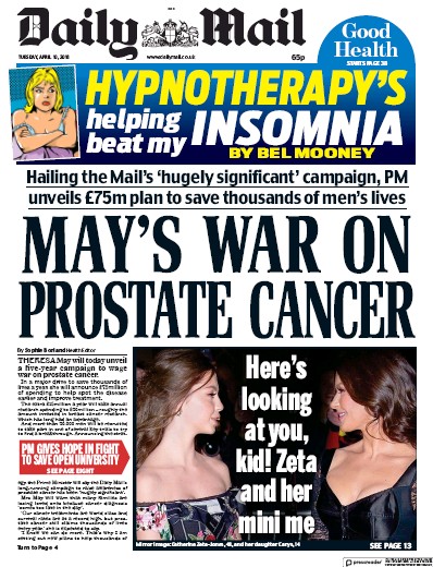 Daily Mail Newspaper Front Page for 10 April 2018