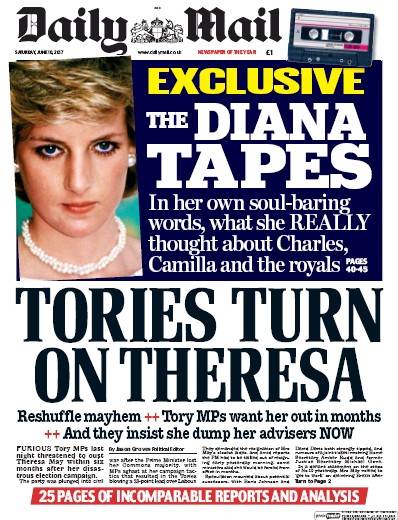 Daily Mail Newspaper Front Page for 10 June 2017