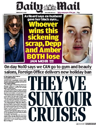 Daily Mail (UK) Newspaper Front Page for 10 July 2020