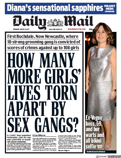 Daily Mail Newspaper Front Page for 10 August 2017