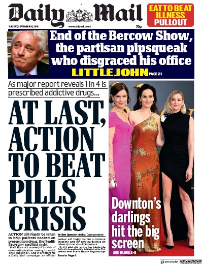 Daily Mail Newspaper Front Page for 10 September 2019