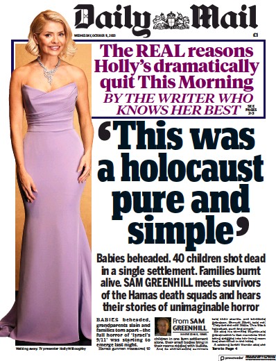 Daily Mail (UK) Newspaper Front Page for 11 October 2023