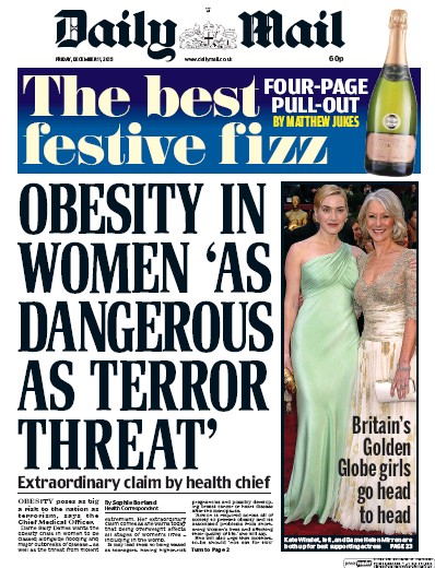 Daily Mail (UK) Newspaper Front Page for 11 December 2015