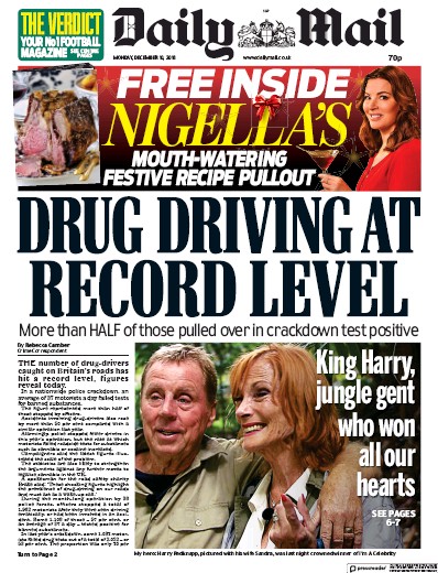 Daily Mail Newspaper Front Page for 11 December 2018