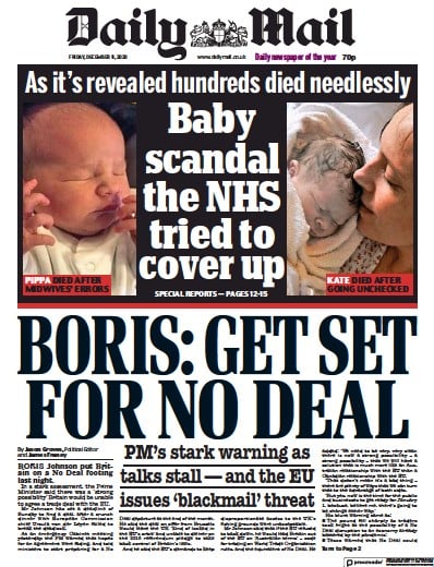 Daily Mail (UK) Newspaper Front Page for 11 December 2020
