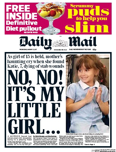 Daily Mail Newspaper Front Page for 11 January 2017