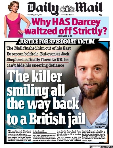 Daily Mail Newspaper Front Page for 11 April 2019