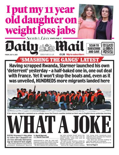 Daily Mail (UK) Newspaper Front Page for 11 July 2025