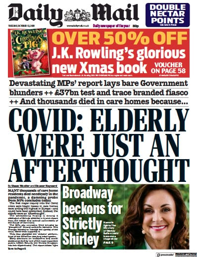 Daily Mail (UK) Newspaper Front Page for 12 October 2021