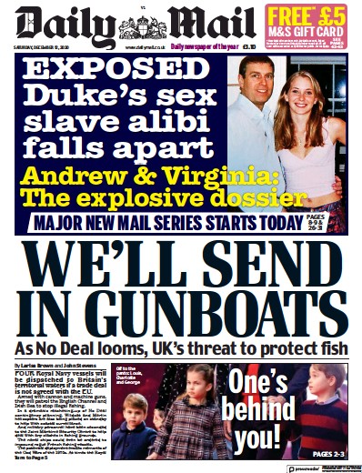Daily Mail Newspaper Front Page for 12 December 2020