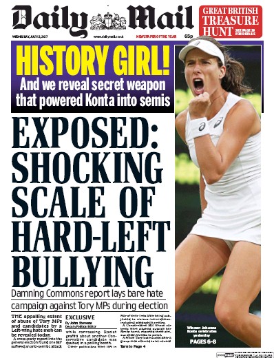 Daily Mail (UK) Newspaper Front Page for 12 July 2017