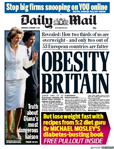 Daily Mail Newspaper Front Page for 12 September 2018