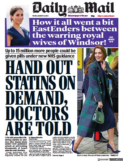 Daily Mail (UK) Newspaper Front Page for 13 January 2023