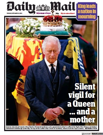 Daily Mail (UK) Newspaper Front Page for 13 September 2022