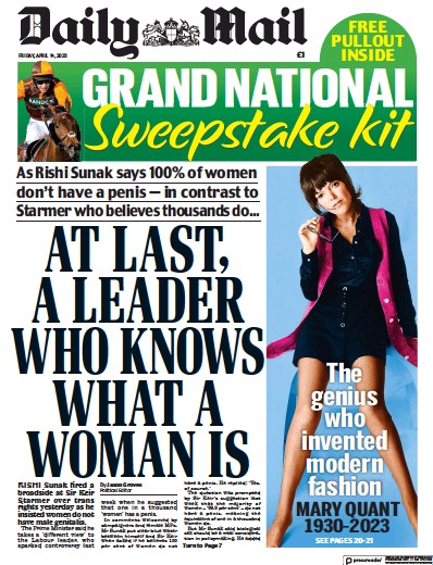 Daily Mail (UK) Newspaper Front Page for 14 April 2023