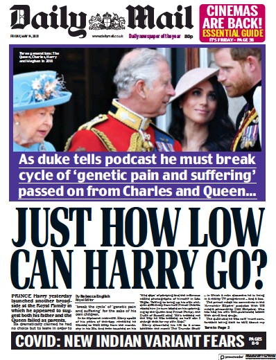 Daily Mail (UK) Newspaper Front Page for 14 May 2021