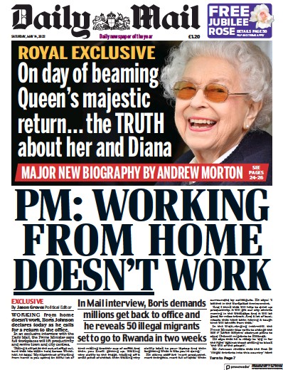 Daily Mail (UK) Newspaper Front Page for 14 May 2022