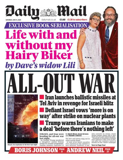 Daily Mail (UK) Newspaper Front Page for 14 June 2025