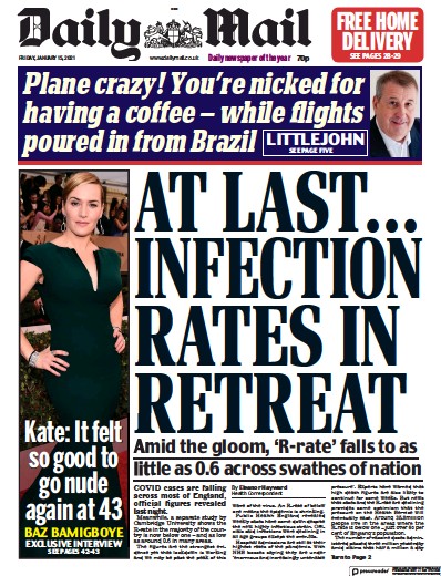 Daily Mail (UK) Newspaper Front Page for 15 January 2021